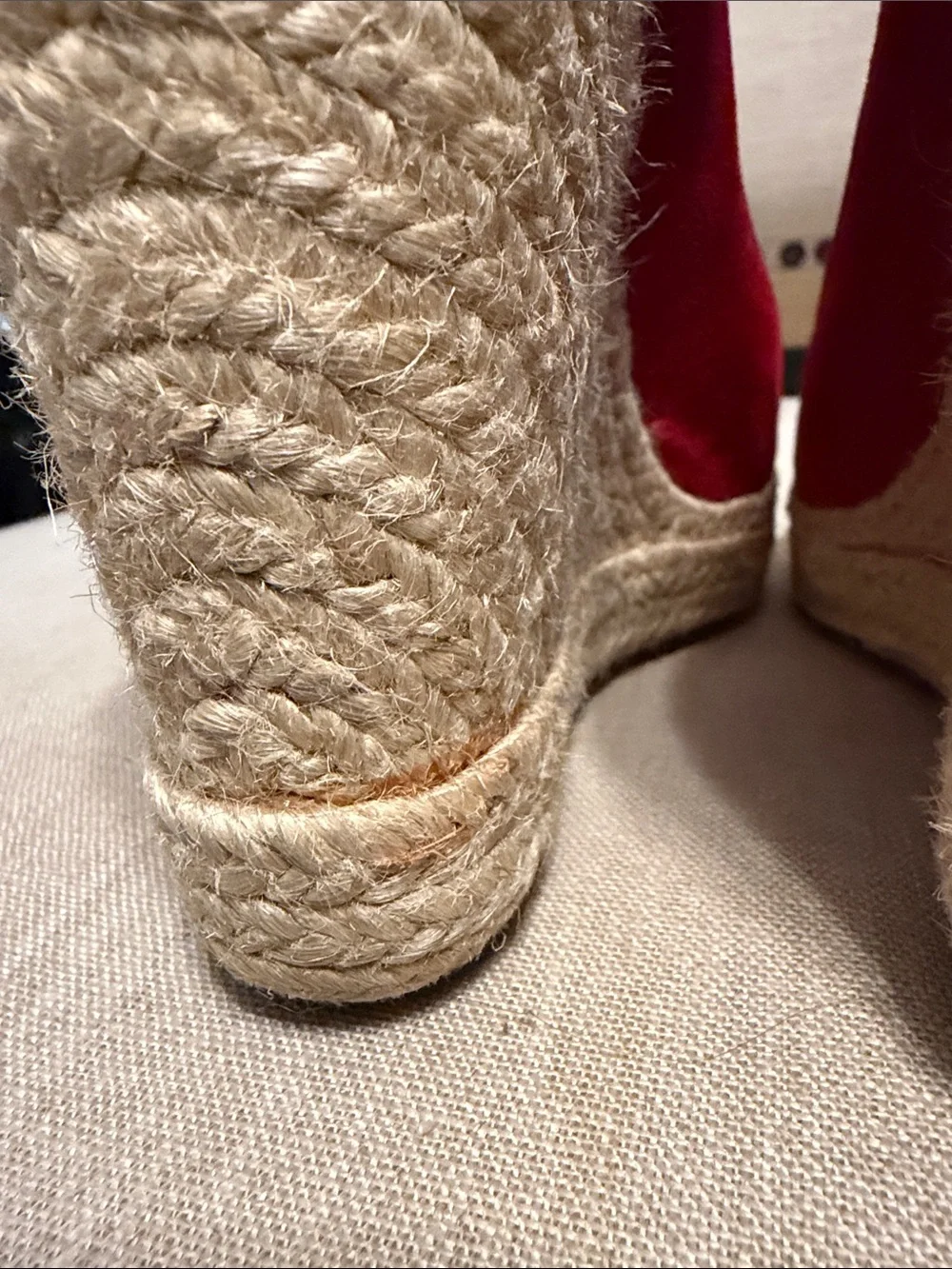 Salvatore Ferragamo Red Suede “Bernie” Espadrille Platform Wedges, Size 6C